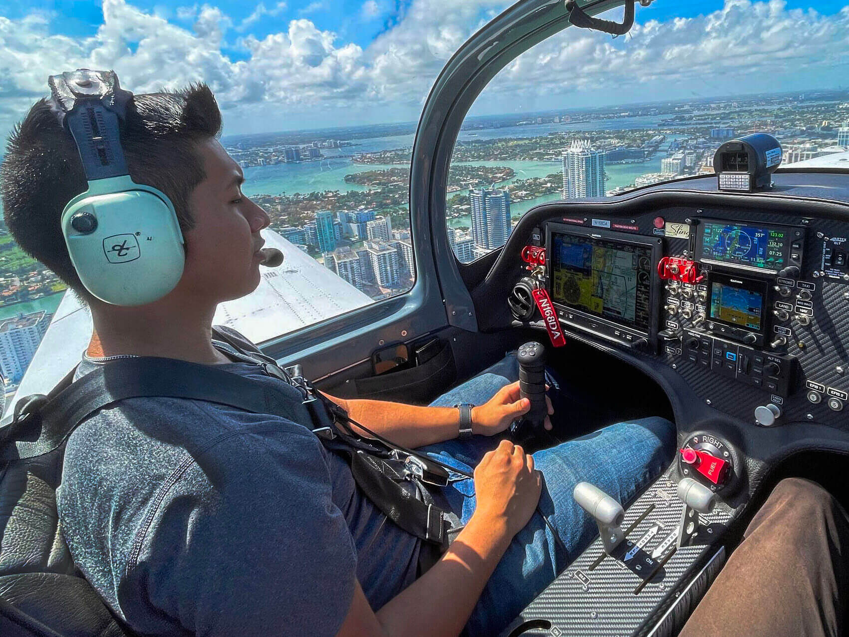 Student pilot flying with an instructor